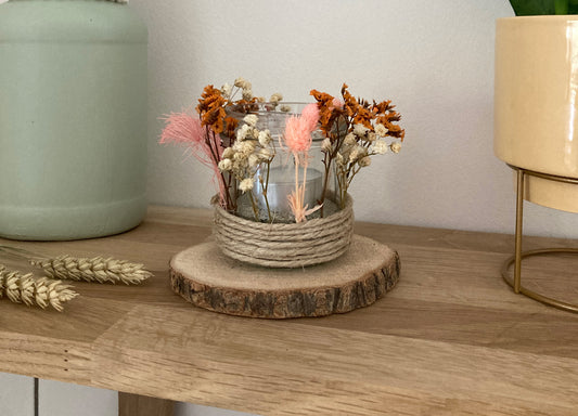 Windlicht mit Trockenblumen Kreation 1